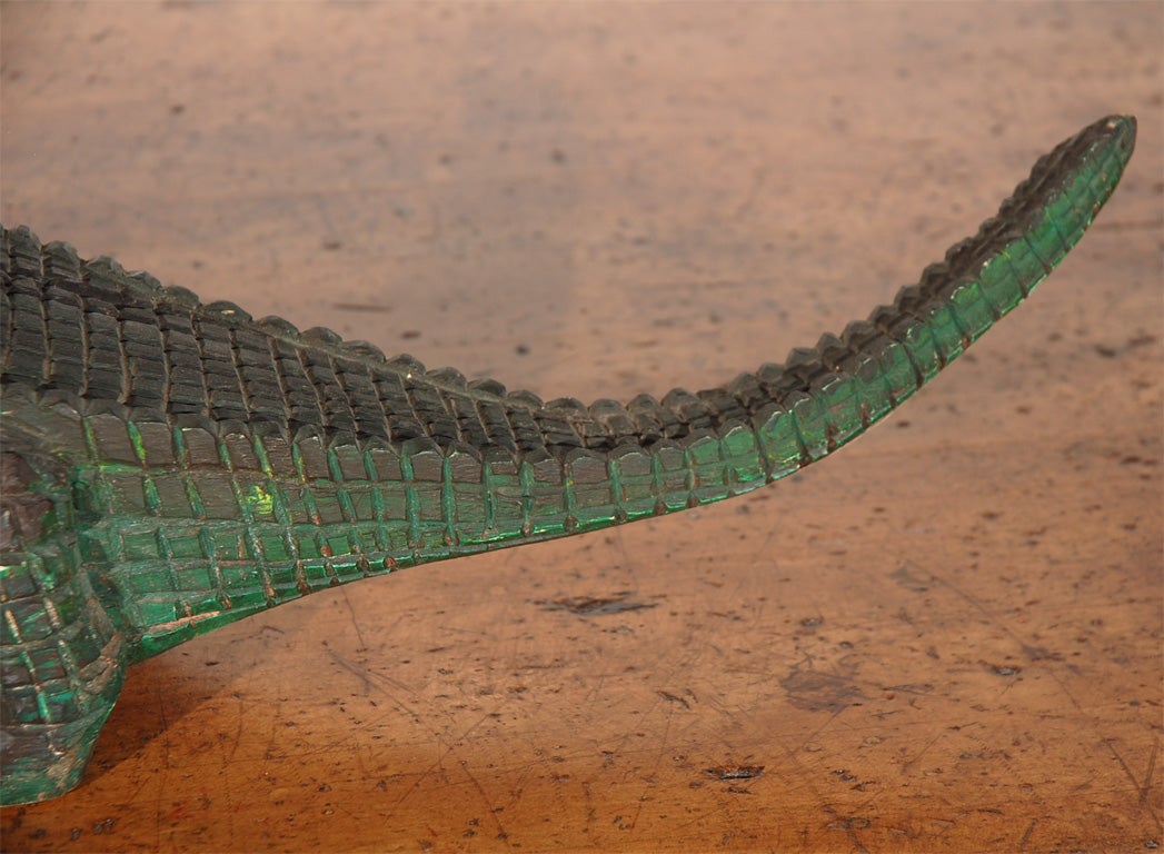 American Outsider Artist Carved  And Articulated Alligator