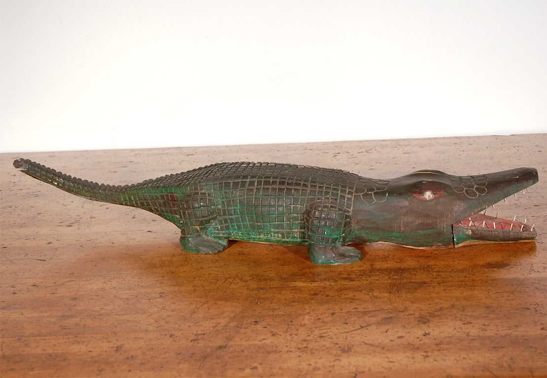 Mid-20th Century Outsider Artist Carved  And Articulated Alligator