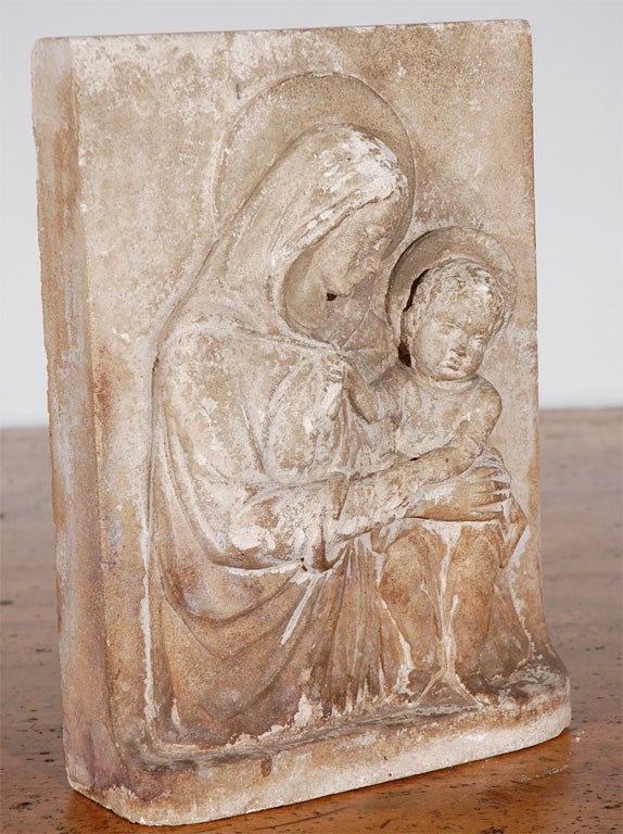 Carved Limestone Madonna and Child found in the south.