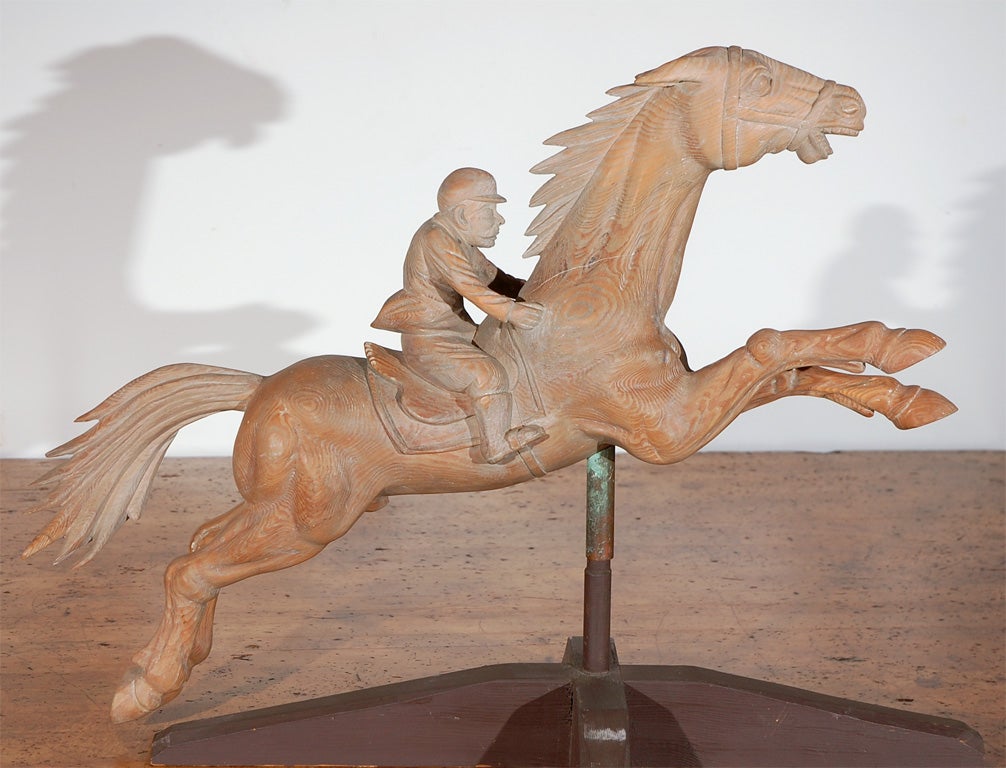 Hand Carved Horse and Jockey Weathervane