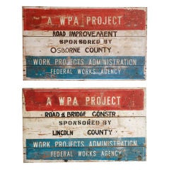 Hand Painted WPA Road Improvement Project Signs