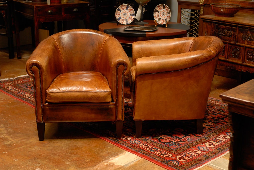 Pair of Period Art Deco Leather Club Chairs 2