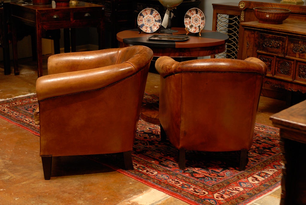 Pair of Period Art Deco Leather Club Chairs 3
