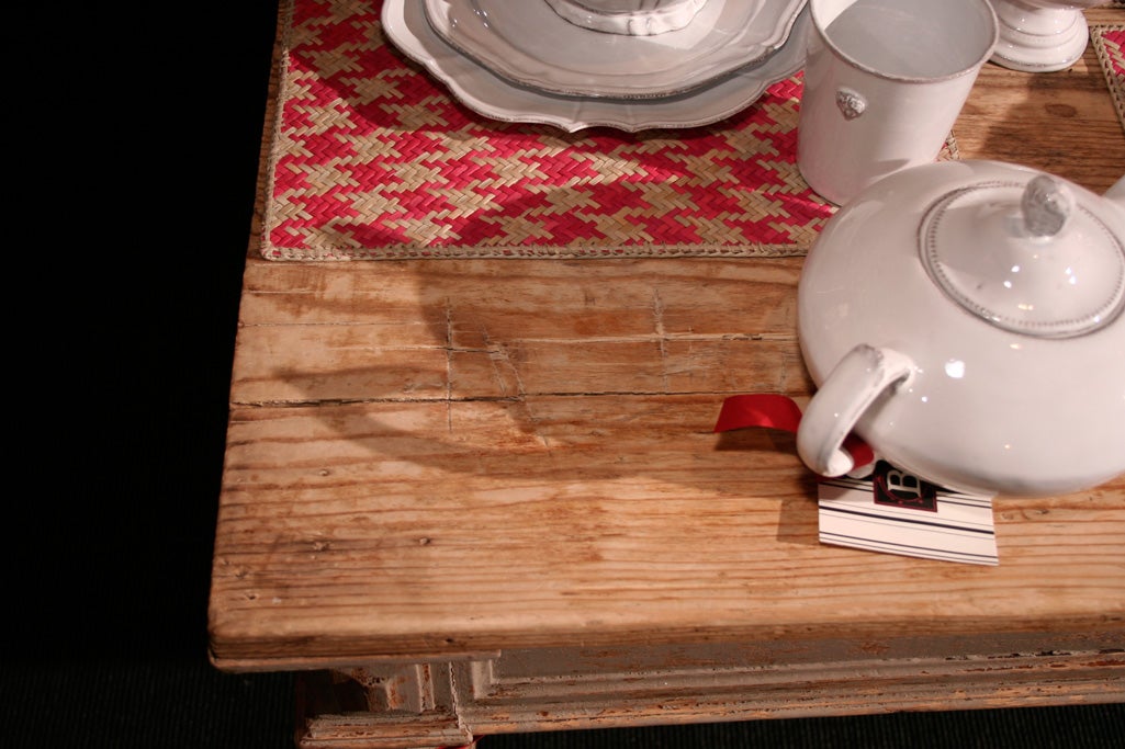 A Late 19th Century Painted Pine Plank Top Dining Table