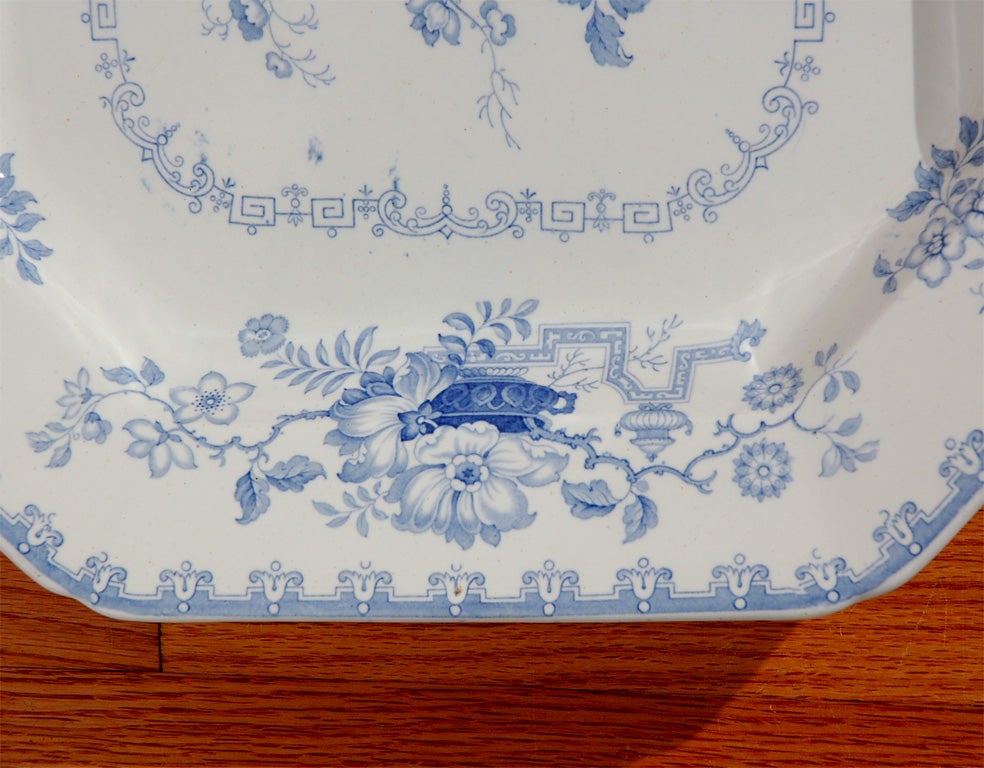 19th Century Blue & White Ironstone Platter, Nankin Jar 1