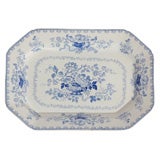 Antique 19th Century Blue & White Ironstone Platter, Nankin Jar