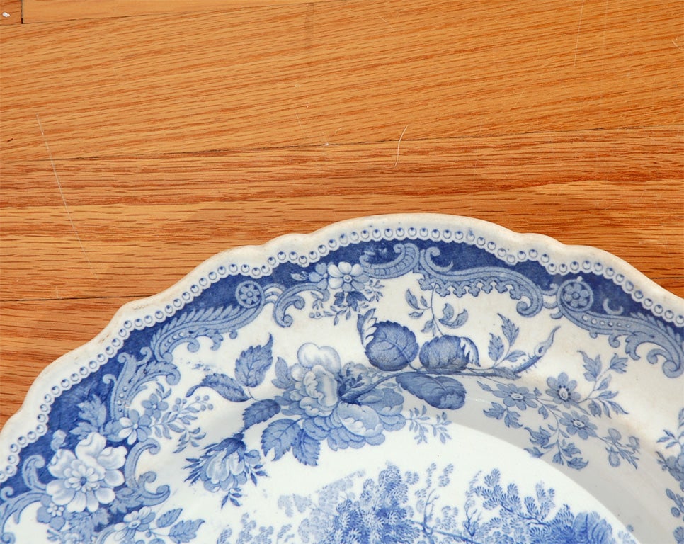 19th Century Blue & White Stoneware Platter, Athens 3