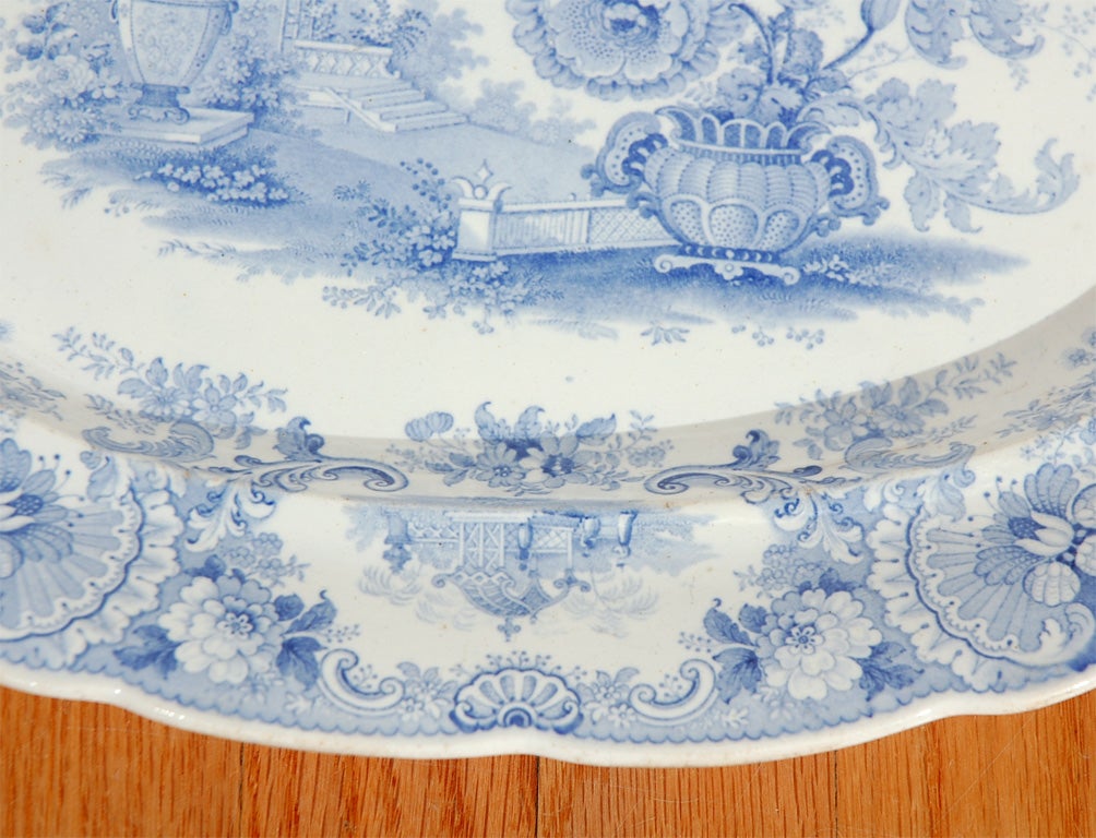 Blue & white transferware ironstone platter by RMW & Sons, pattern is 