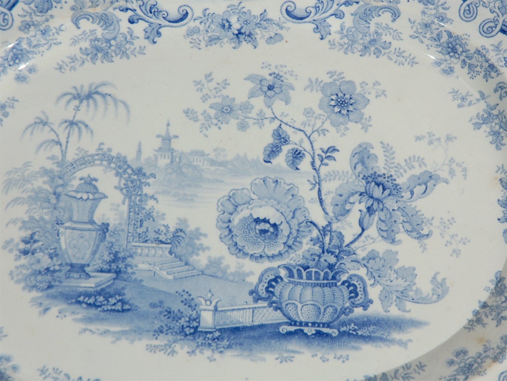Stoneware 19th Century Blue & White Ironstone Platter, RMW & Sons, 
