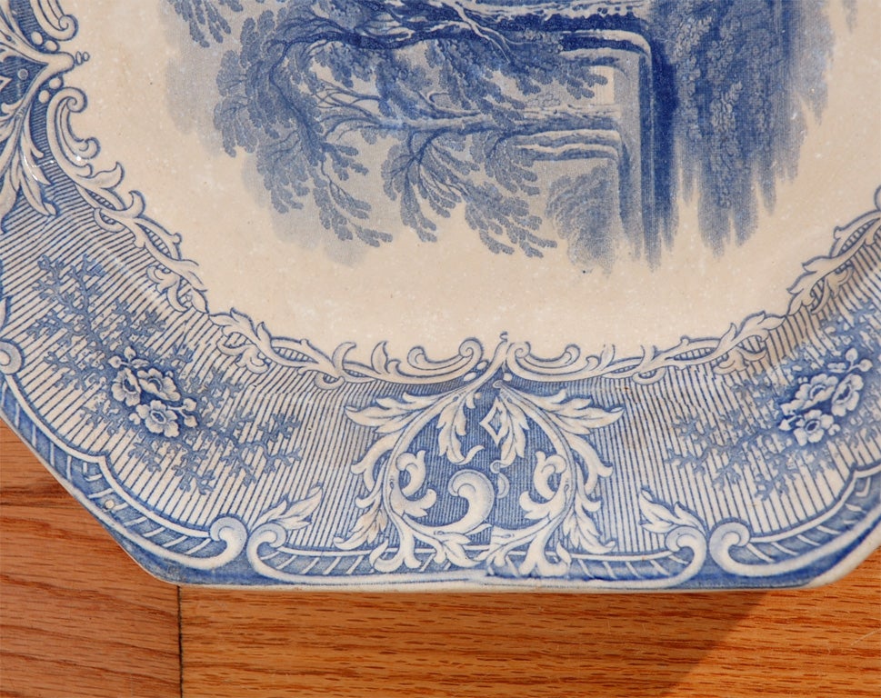 19th Century Blue & White Stoneware Platter, J. Heath, 