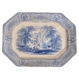 19th Century Blue & White Stoneware Platter, J. Heath, "Geneva"