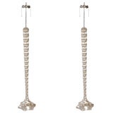 Pair of Hand Carved White Gold Leaf  Honeycomb Floor Lamps