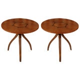 Pair Of Circular Gueridon Tripod Tables style of Edward Wormley