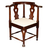Antique English period George II mahogany corner chair.