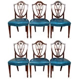 Set of six mahogany George III shield back dining chairs