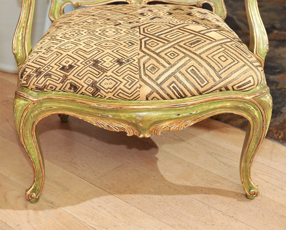 Contemporary Pair of Venetian Style Rococo Painted Fauteuils