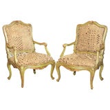 Pair of Venetian Style Rococo Painted Fauteuils
