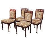 Antique Set of Four French Empire Mahogany Side Chairs