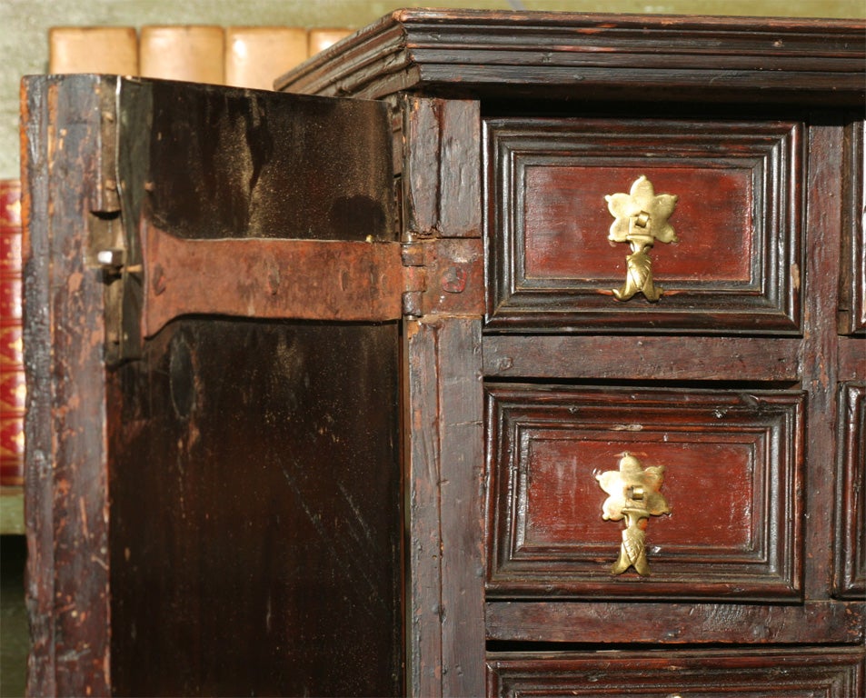 Belgian A Flemish Walnut Collector Cabinet With Doors