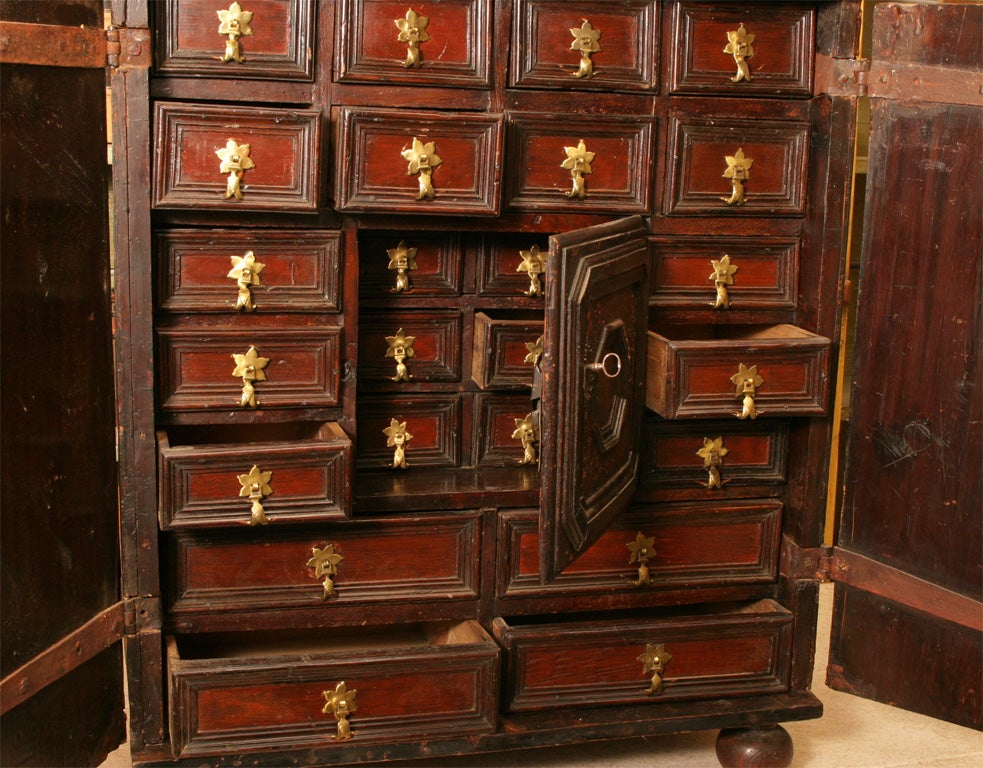 A Flemish Walnut Collector Cabinet With Doors 1