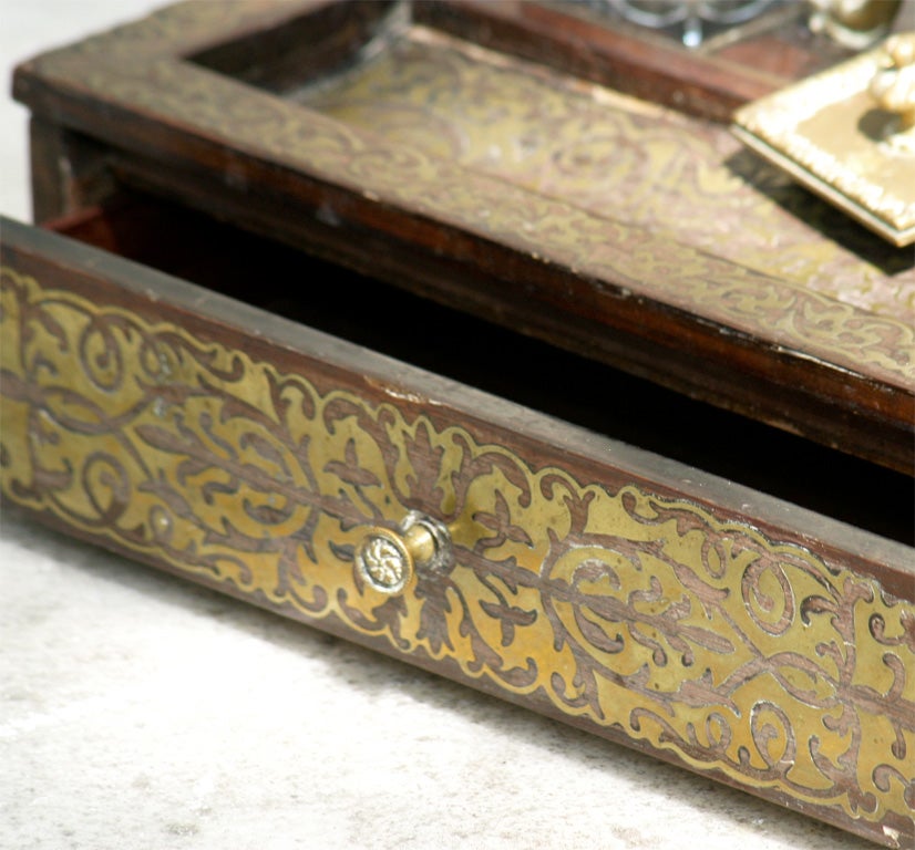 English Inlaid with Brass Decorated Ink-Well 5