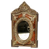 Large Tortoise-shell Oval Mirror With Brass Repoussé