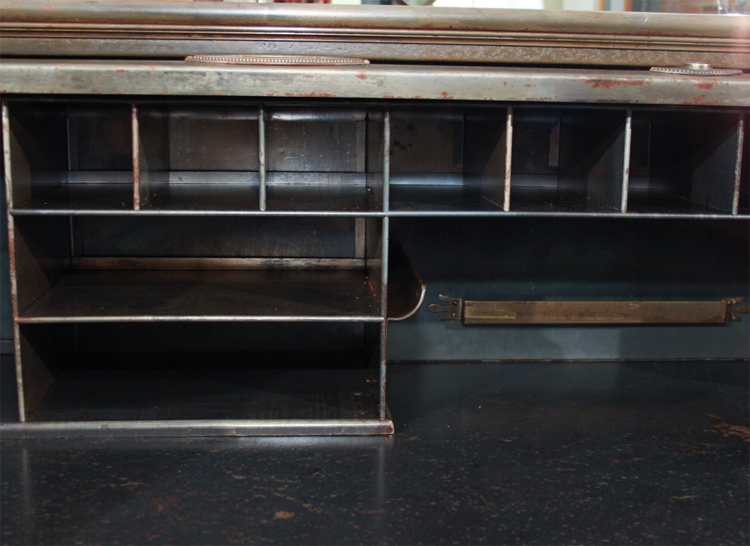 American Industrial metal rolltop desk