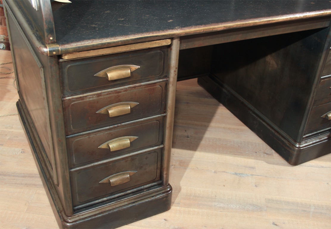 Industrial metal rolltop desk 1