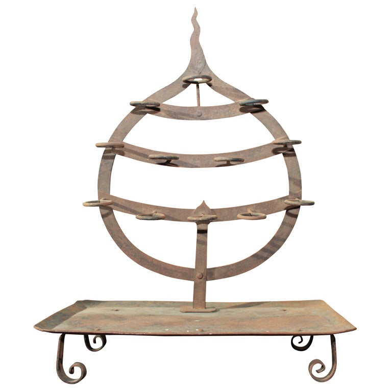 Japanese Forged Iron Votive Candle Stand For Sale