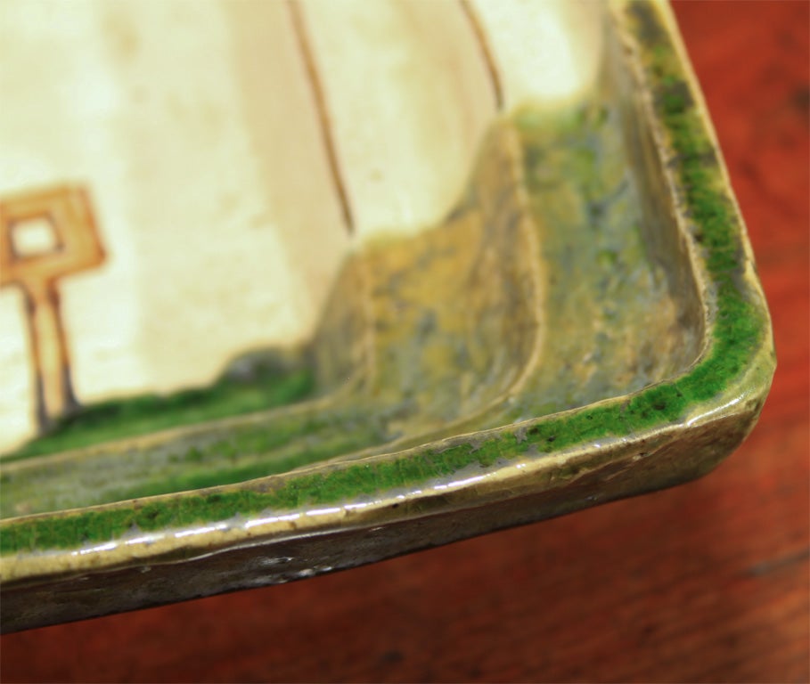 20th Century Japanese Square Oribe Ware Bowl