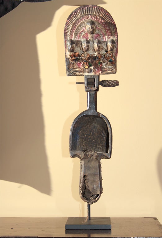 Northeast Indian Santal Carved Wood Sarangi Musical Instrument