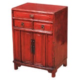 Pair of Red Lacquer Side Chests