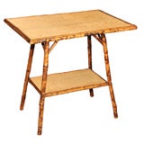 Aesthetic Movement Bamboo and Rattan Two Tier Side Table