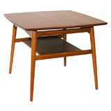 Square Teak and Beech Sidetable