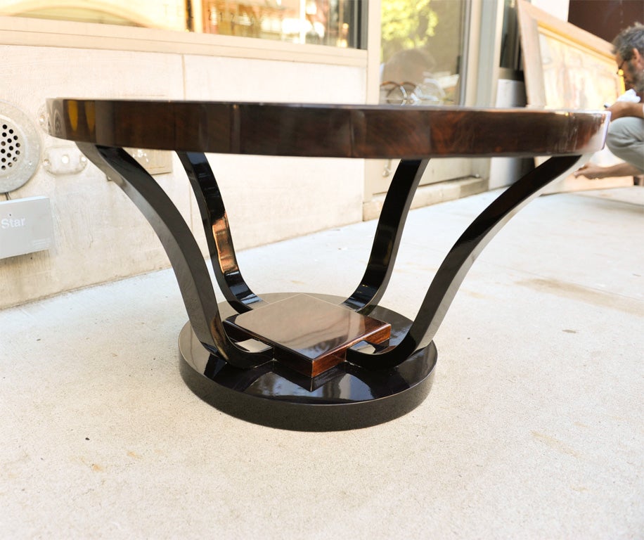 1930's Art Deco Round Cocktail Table with Pedestal Base 1