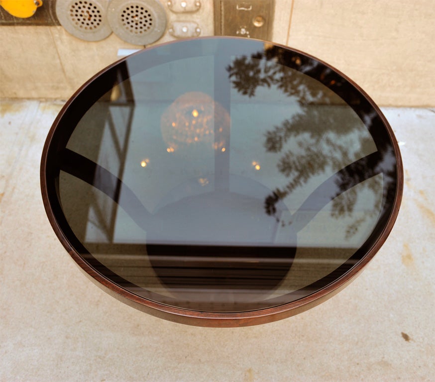 1930's Art Deco Round Cocktail Table with Pedestal Base 2