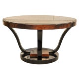1930's Art Deco Round Cocktail Table with Pedestal Base