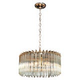Glass Rod Chandelier with Chrome & Brass Fittings by Lightolier