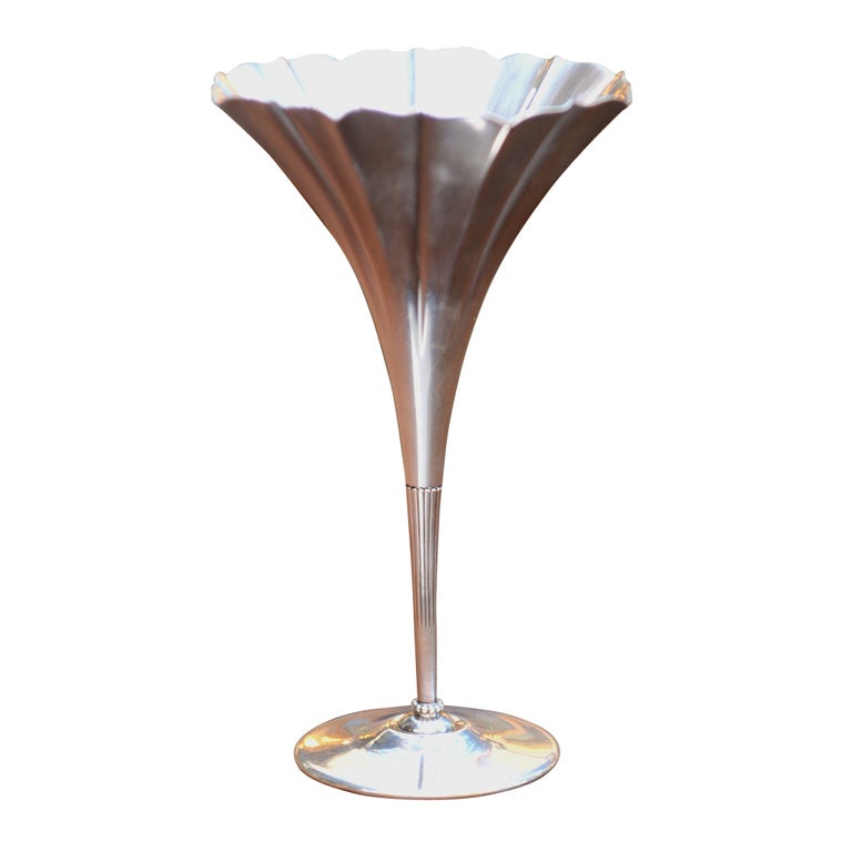 Art Deco Tiffany Sterling Vase with Stylized Lotus Design