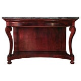 Large 19th French Mahogany Console Table with grey veined Marble