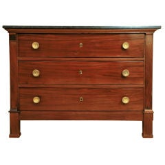 Small French Empire Period Mahogany Commode with Marble Top