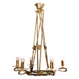 French 1940's Gilt Bronze Chandelier