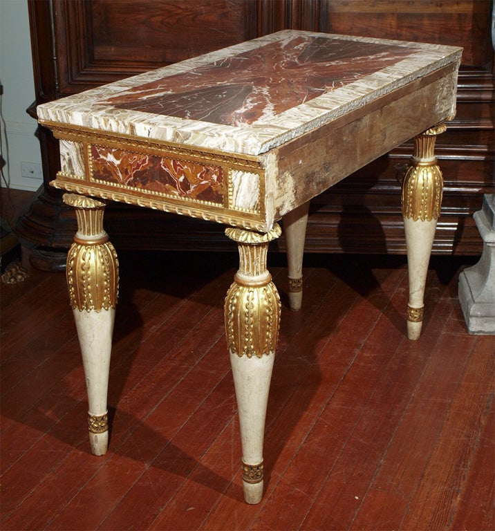 18th C ITALIAN MABLE INLAID CONSOLE TABLE