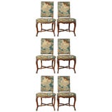 SET OF SIX WALNUT SIDE CHAIRS IN ABUSSON