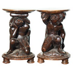 PAIR ITALIAN WALNUT BLACKAMOORE STANDS 12