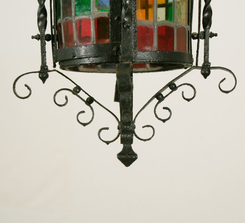 French Provincial Leaded Glass Lantern