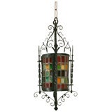 French Provincial Leaded Glass Lantern