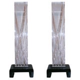 A Modernist Lucite Monoliths on lacquered wood bases