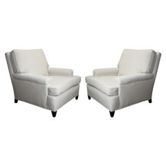 Pair of Oversized Club Chairs in Natural Linen