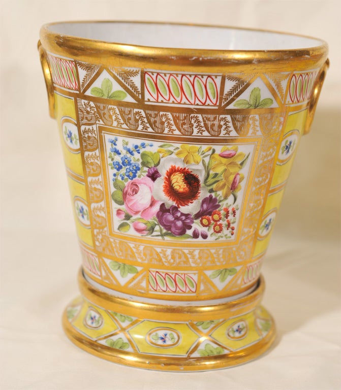 A Pair of  Coalport Church Gresley Cache Pots in Yellow